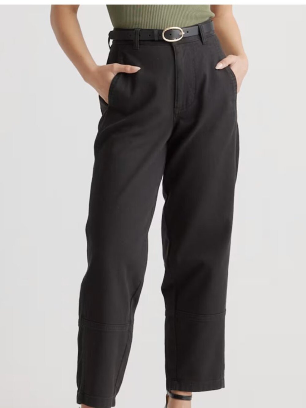 NWT Quince Women Organic Stretch Cotton Twill Barrel Pants - 27" Black 8